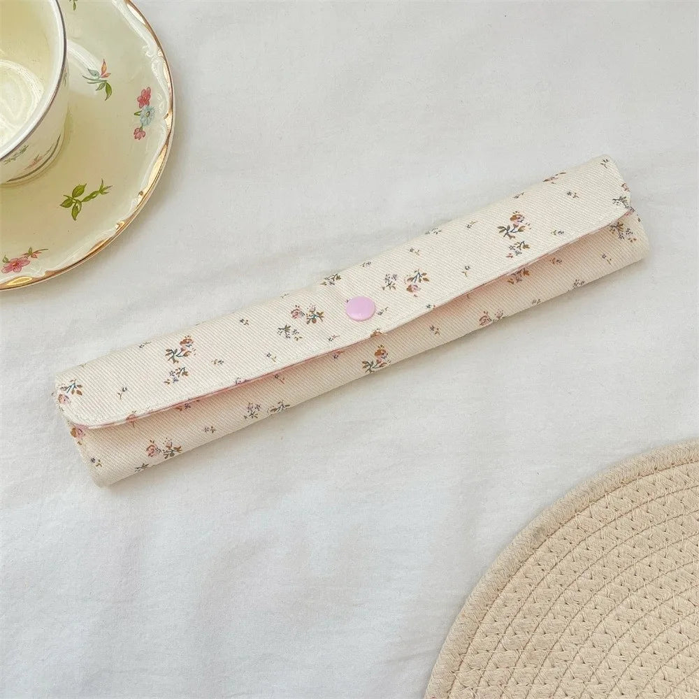 Floral Plaid Cutlery Organizer Bag – Portable Utensil Pouch