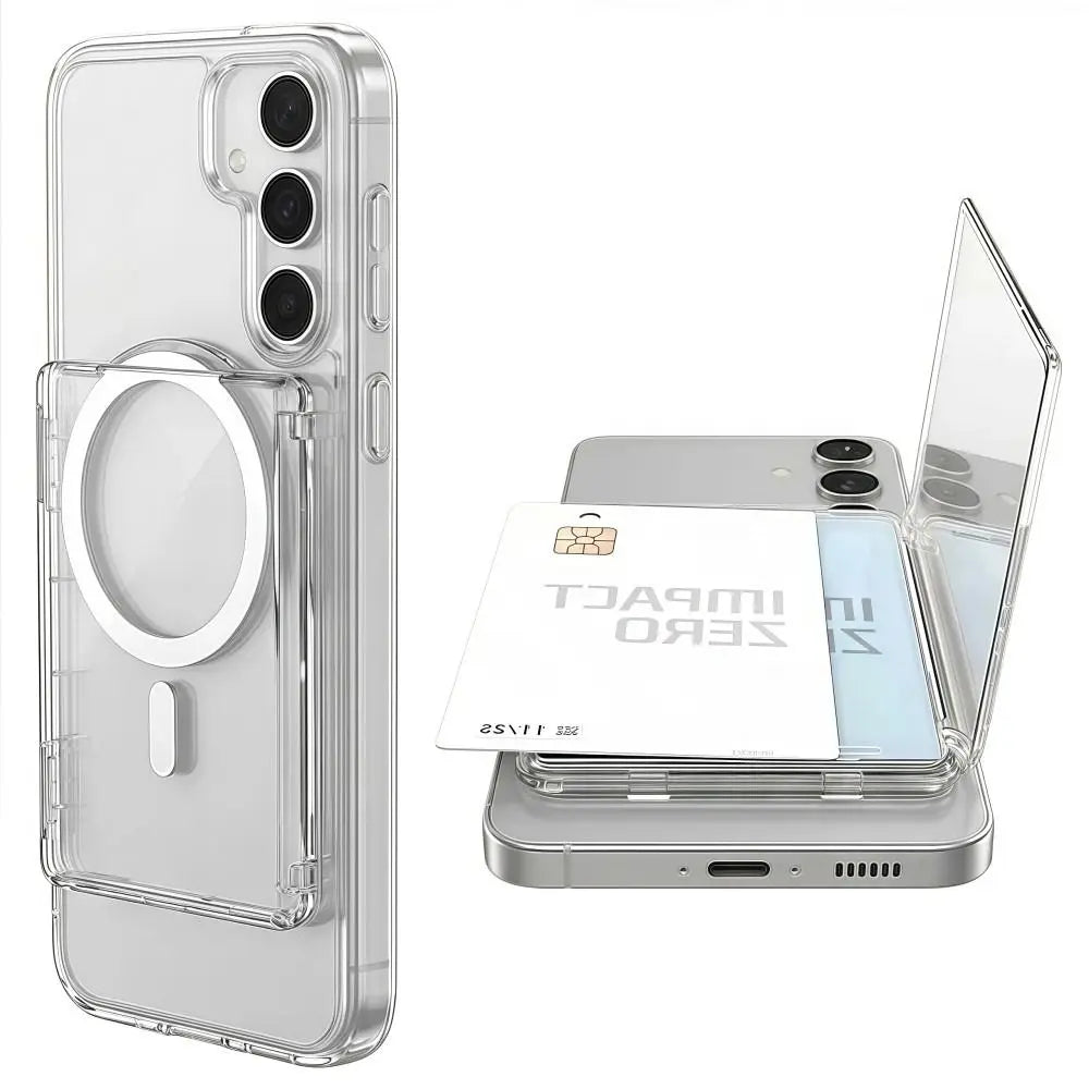 MagSafe Card Sleeve – Transparent 2-Slot Magnetic Wallet Stand Magnetic Card Wallet Nixie