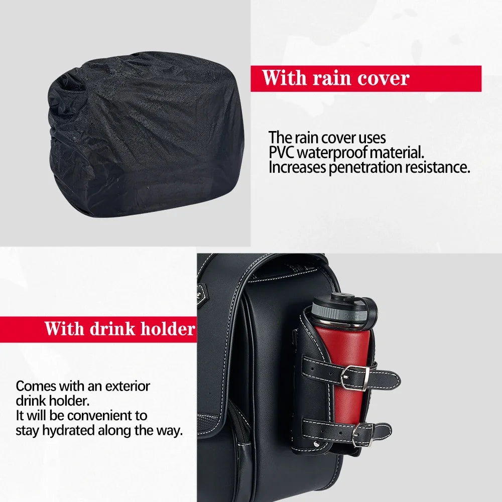 KEMIMOTO 20L Waterproof PU Leather Motorcycle Saddlebags Motorcycle Saddlebags Nixie