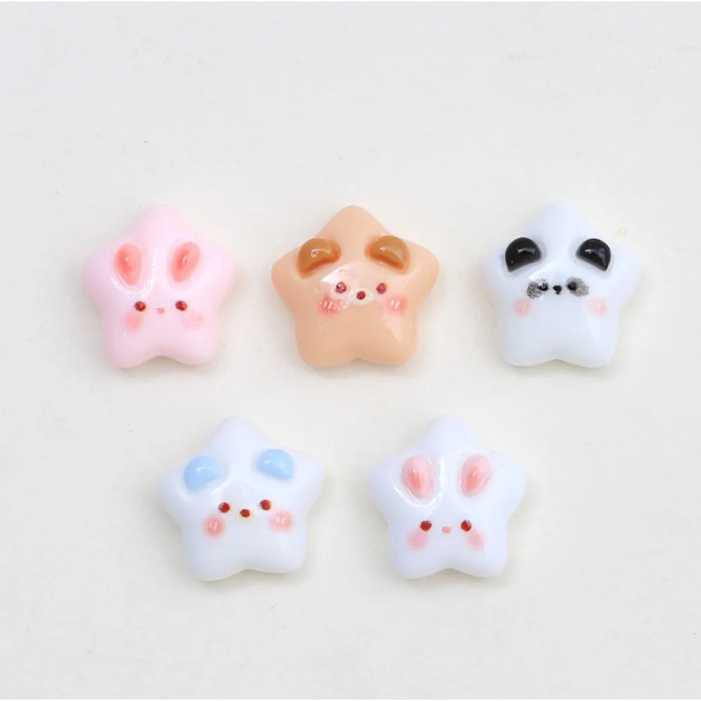 10pcs Mini Resin Charms – Rabbit Bear Star for DIY Jewelry Resin Craft Charms Nixie