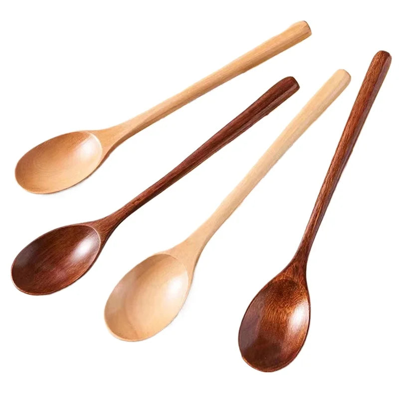 2pcs Natural Wooden Spoons – Coffee, Honey, Soup & Tea Set