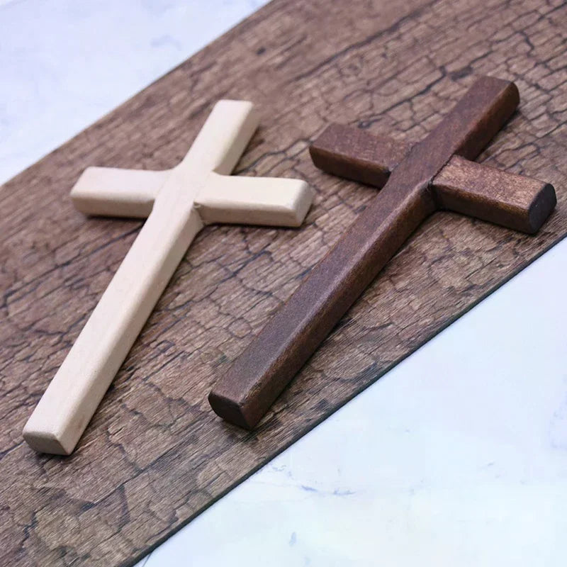Christian Wooden Wall Cross 12cm Hanging Crucifix – 2 Colors Religious Wall Decor Nixie
