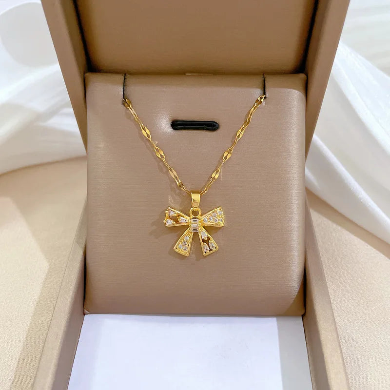 Butterfly Pendant Choker Necklace – Gold Stainless Steel Pendant Choker Necklace Nixie