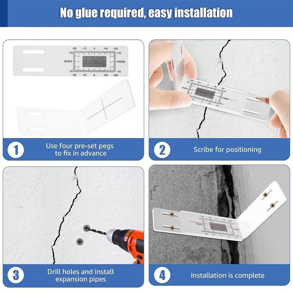 Acrylic Crack Gauge Monitor for Building Walls | XY Scale