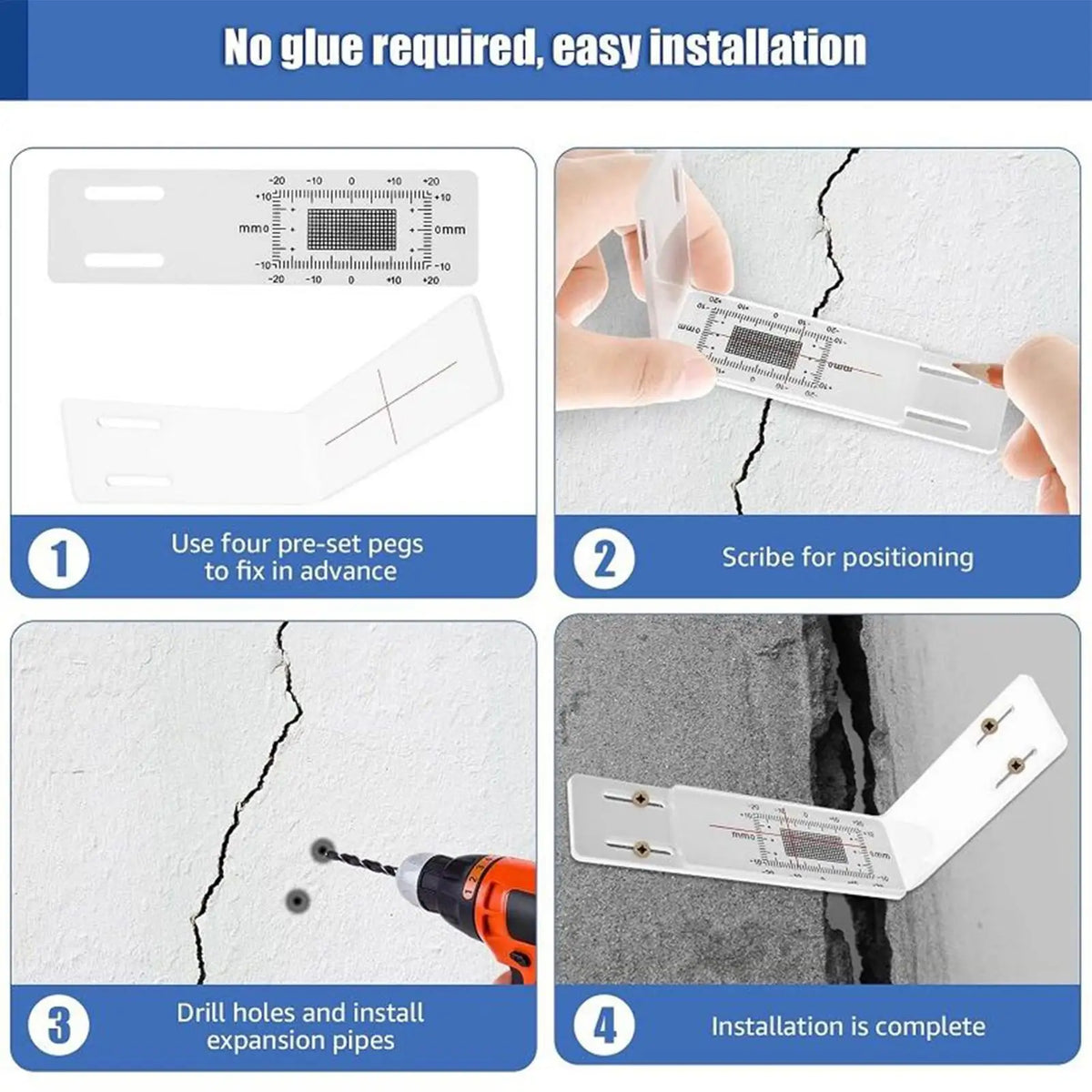 Acrylic Crack Gauge Monitor for Building Walls | XY Scale