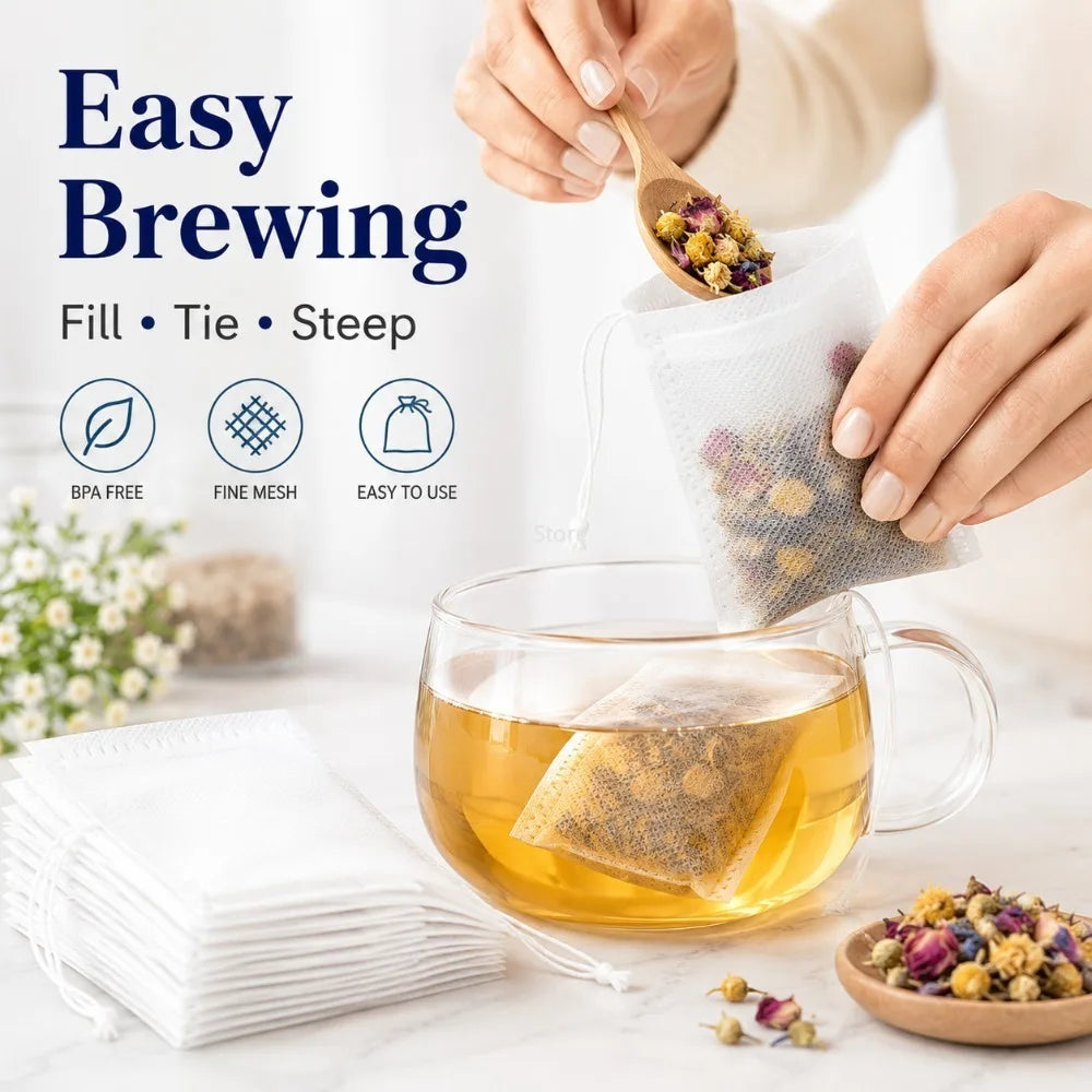 100Pcs Disposable Drawstring Tea Filter Bags – Loose Leaf Tea Tea Filter Bags Nixie