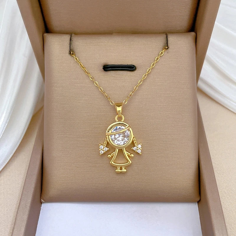 Gold Plated Animal Pendant Necklace – Stainless Steel Clavicle Chain Pendant Necklace Nixie