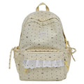 Korean Polka Dot Lace Canvas Backpack for Girls | School Girls Canvas Backpack Nixie Yellow