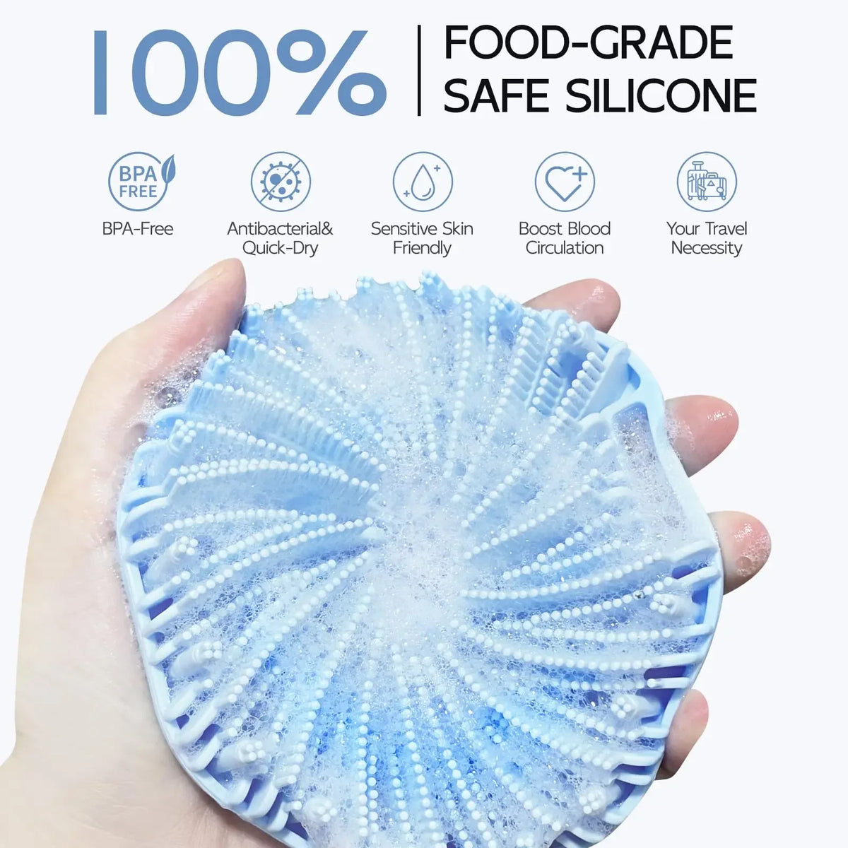 Silicone Back Scrubber Shower Brush – Exfoliating Body Brush