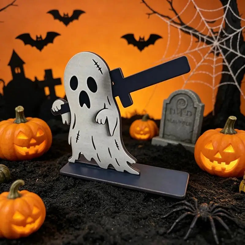 Wooden Grim Reaper Skeleton Ornament – Halloween Tabletop Décor
