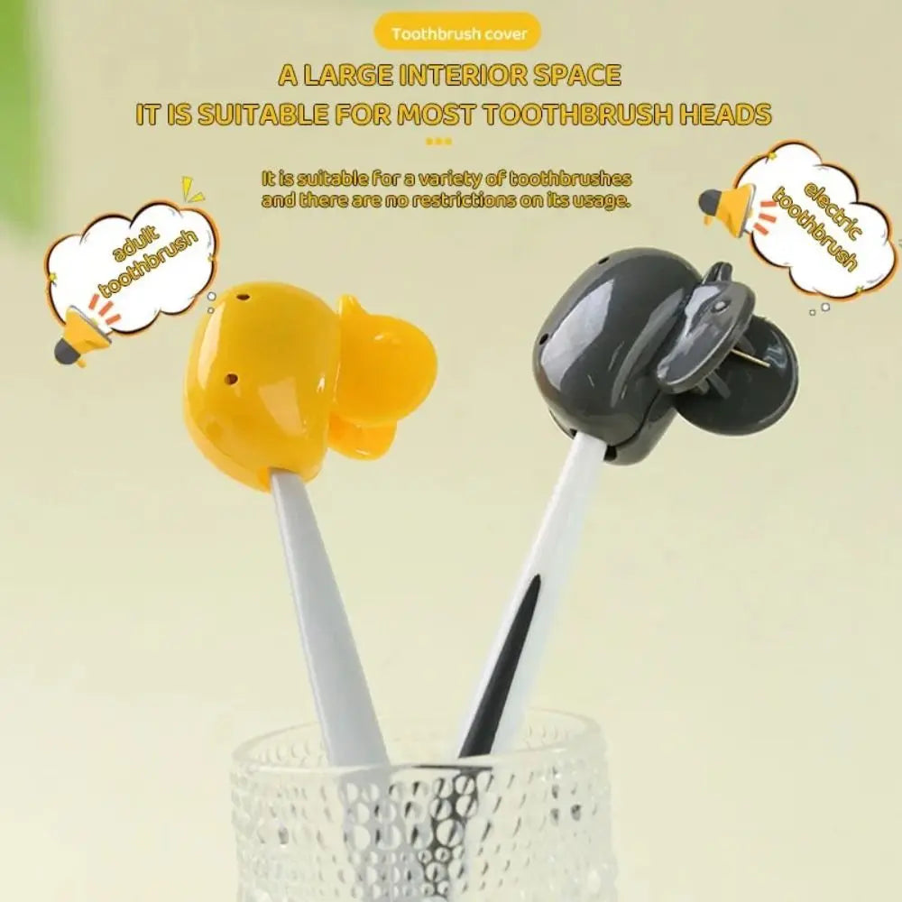 Duck Cartoon Toothbrush Head Cover – Plastic Clip Case