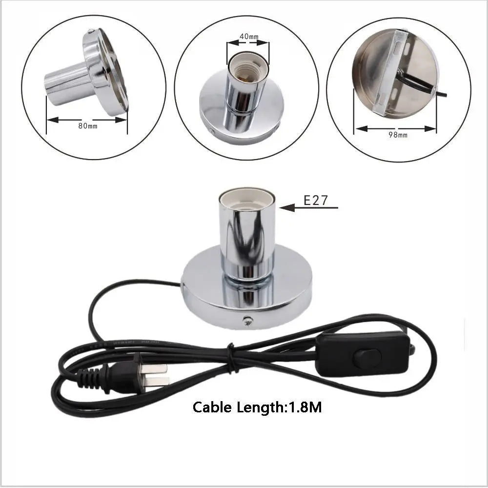 Vintage Retro E27 Desktop Lamp Base EU Plug – Industrial Style