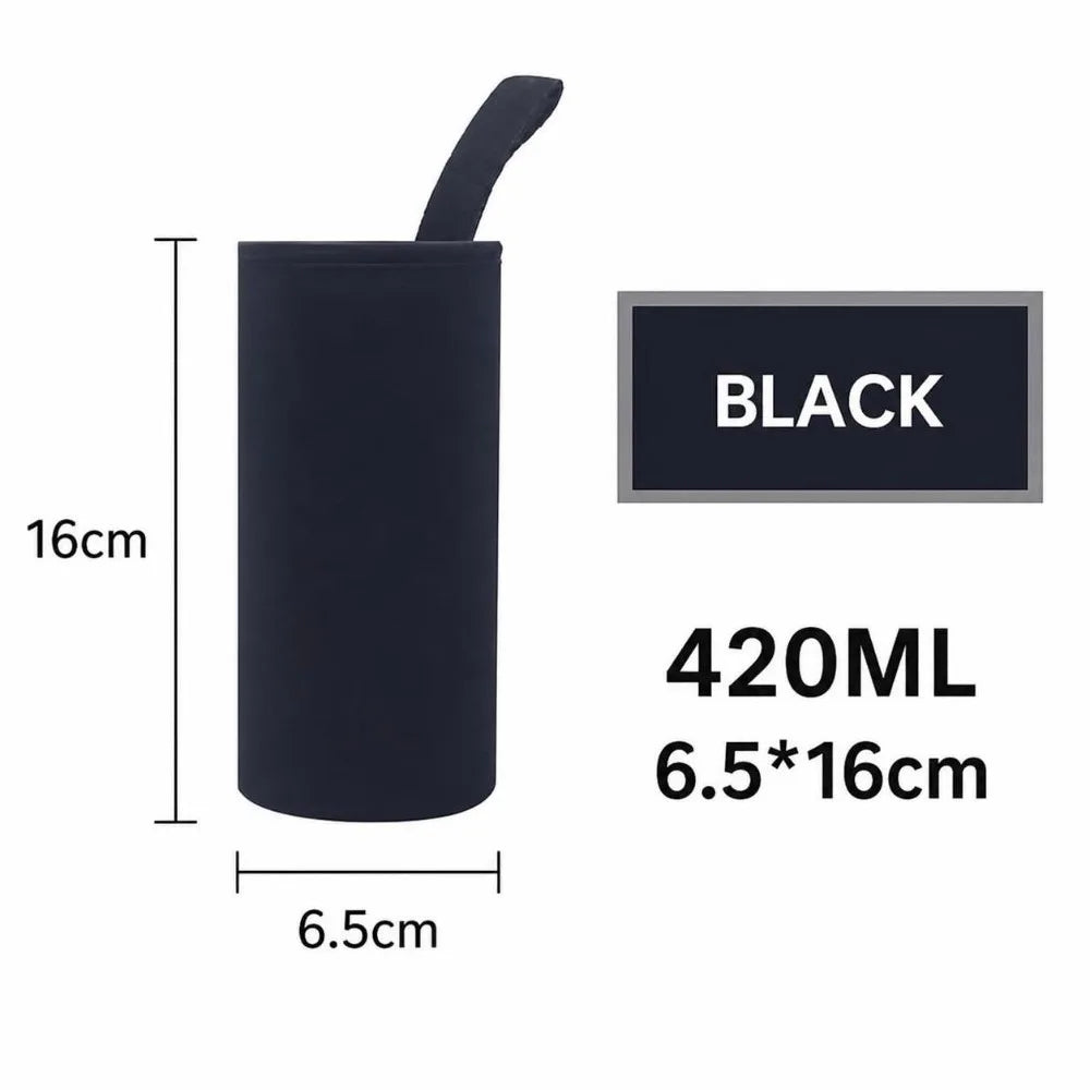 Neoprene Water Bottle Sleeve with Handle – 420/550ml Bottle Sleeve Nixie Black 420ml