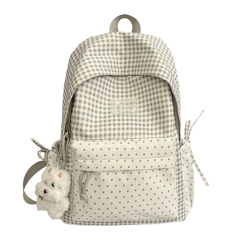 Korean Style Retro Plaid Girls School Backpack – Lightweight School Backpack Nixie