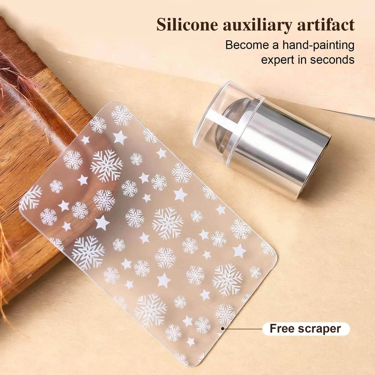 Mini Nail Stamp Set – Silicone French Manicure Stamper & Scraper Nail Stamp Set Nixie silvery