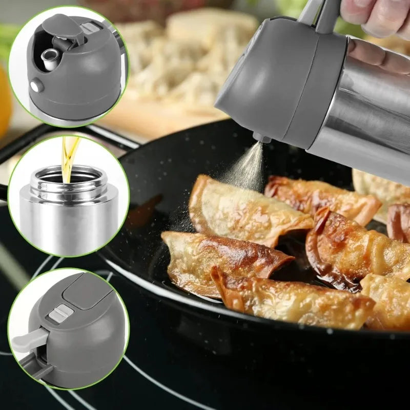 2-in-1 Stainless Steel Oil Spray Bottle & Dispenser | Nixie