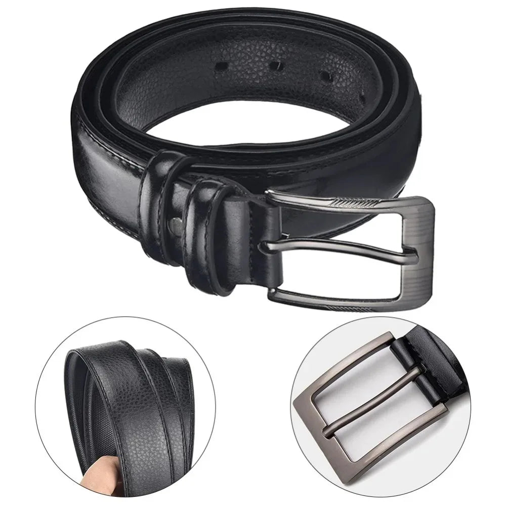 Retro PU Leather Men's Belt – Adjustable Metal Pin Buckle
