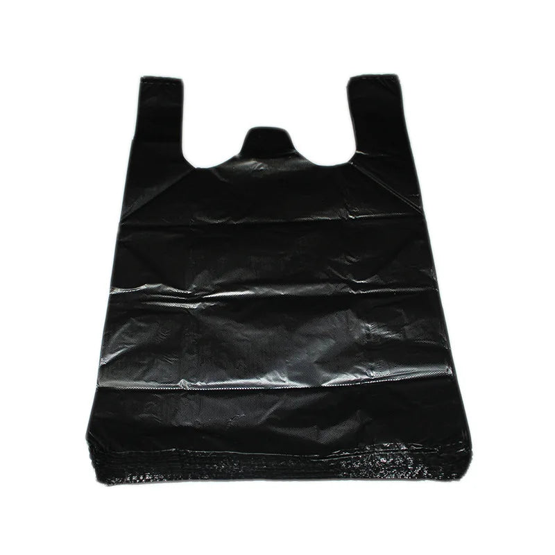 100pcs Black Heavy Duty Vest Poly Bags – Thick Carry Pouches Poly Carry Bags Nixie