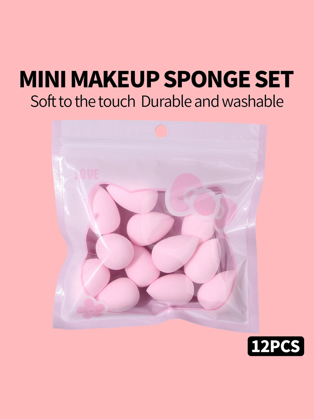 12Pcs Mini Makeup Sponges – Water-Expanding & Washable Makeup Sponge Set Nixie Pink