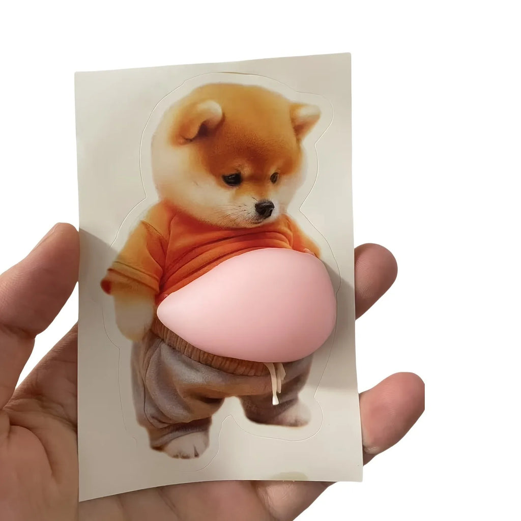 3D Shiba Inu Dog Belly Sticker – Cute Cartoon Puppy Decal Decorative Sticker Nixie