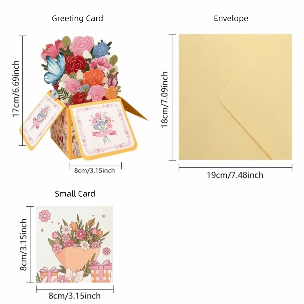 3D Pop-Up Mother's Day Card – Floral Bouquet Handmade Gift Pop-Up Greeting Card Nixie