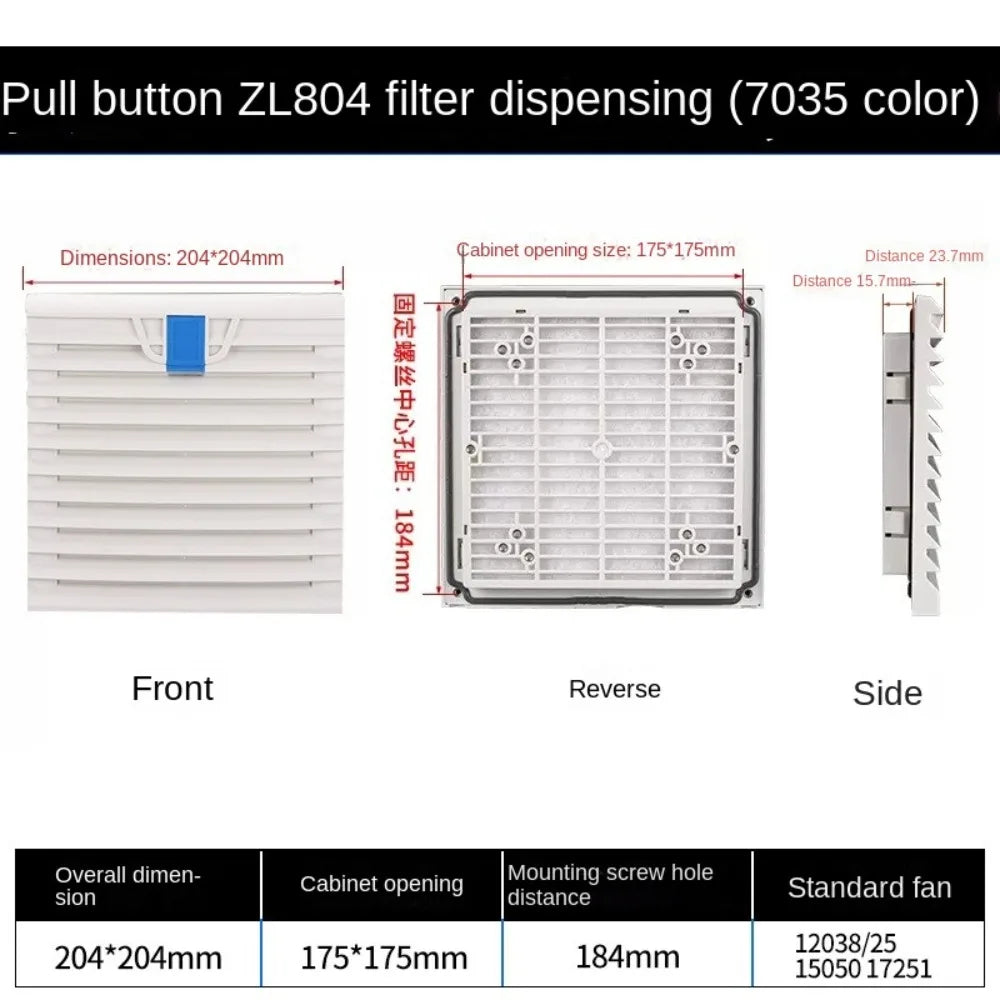 ABS Cabinet Ventilation Filter Grille with Louver Shutters