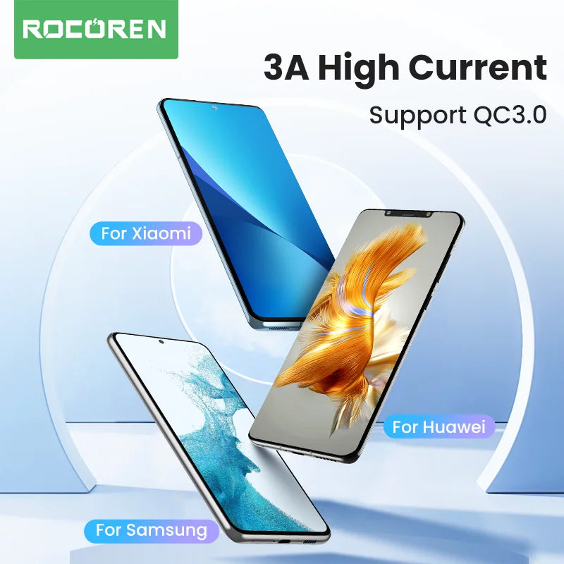 Rocoren USB-C Cable 3A Fast Charging 3M | Xiaomi Samsung Huawei USB-C Charging Cable Nixie