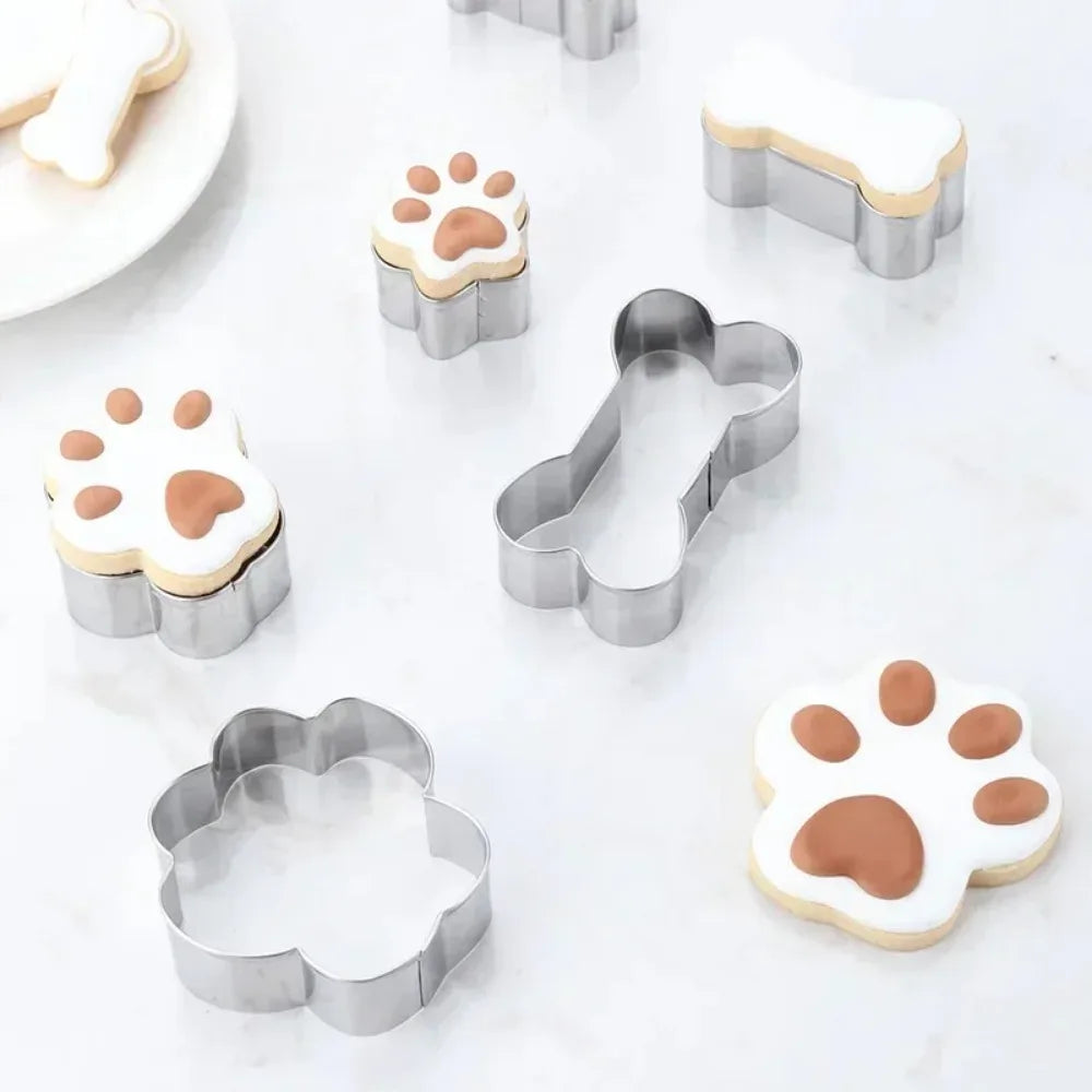 4-Piece Dog Bone & Paw Cookie Cutter Set – Stainless Steel Cookie Cutter Set Nixie