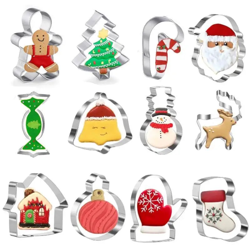 12-Piece Christmas Cookie Cutters Set – Stainless Steel