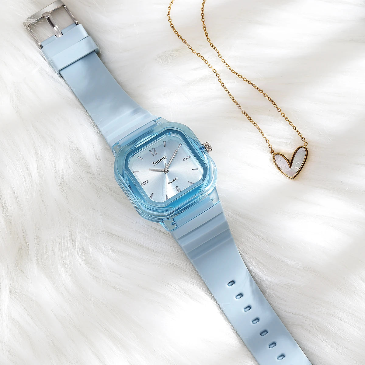 Timetti Square Quartz Watch – Silicone Strap Casual Watch