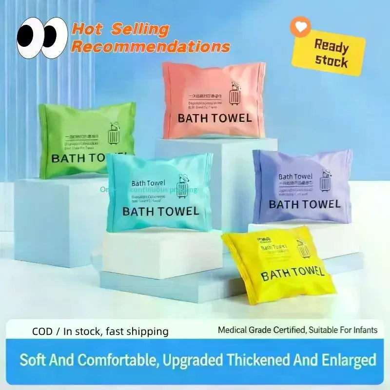 Compressed Disposable Cotton Bath Towel 70x140cm | Travel Disposable Bath Towel Nixie