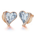 Heart Stud Earrings 925 Silver Plated Rose Gold Crystal Gift Crystal Stud Earrings Nixie Antique Copper Plated