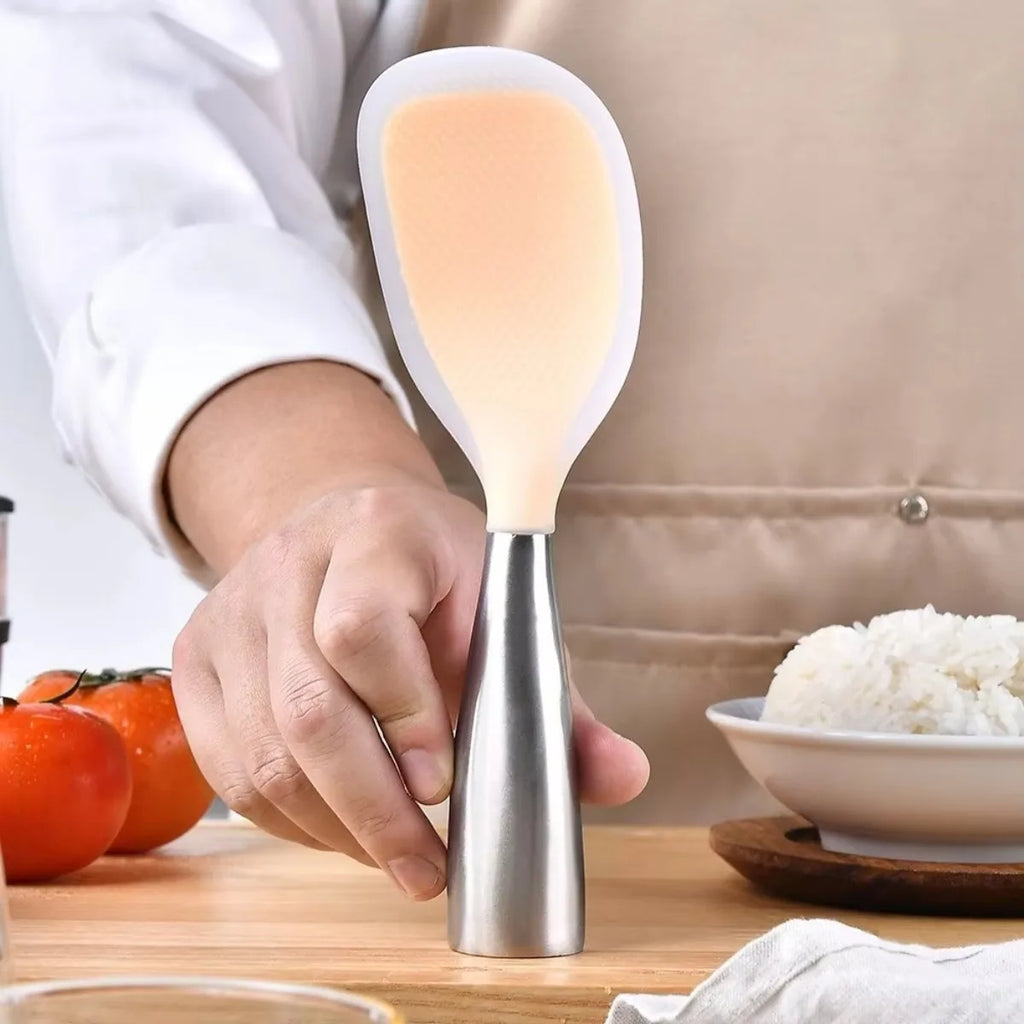Silicone Rice Spoon with Stainless Steel Handle – Non-Stick Silicone Kitchen Spoon Nixie