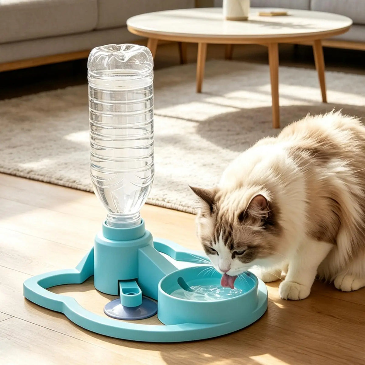 Gravity Cat Water Dispenser 630ml Bottle & Suction Cup Bowl Pet Water Dispenser Nixie