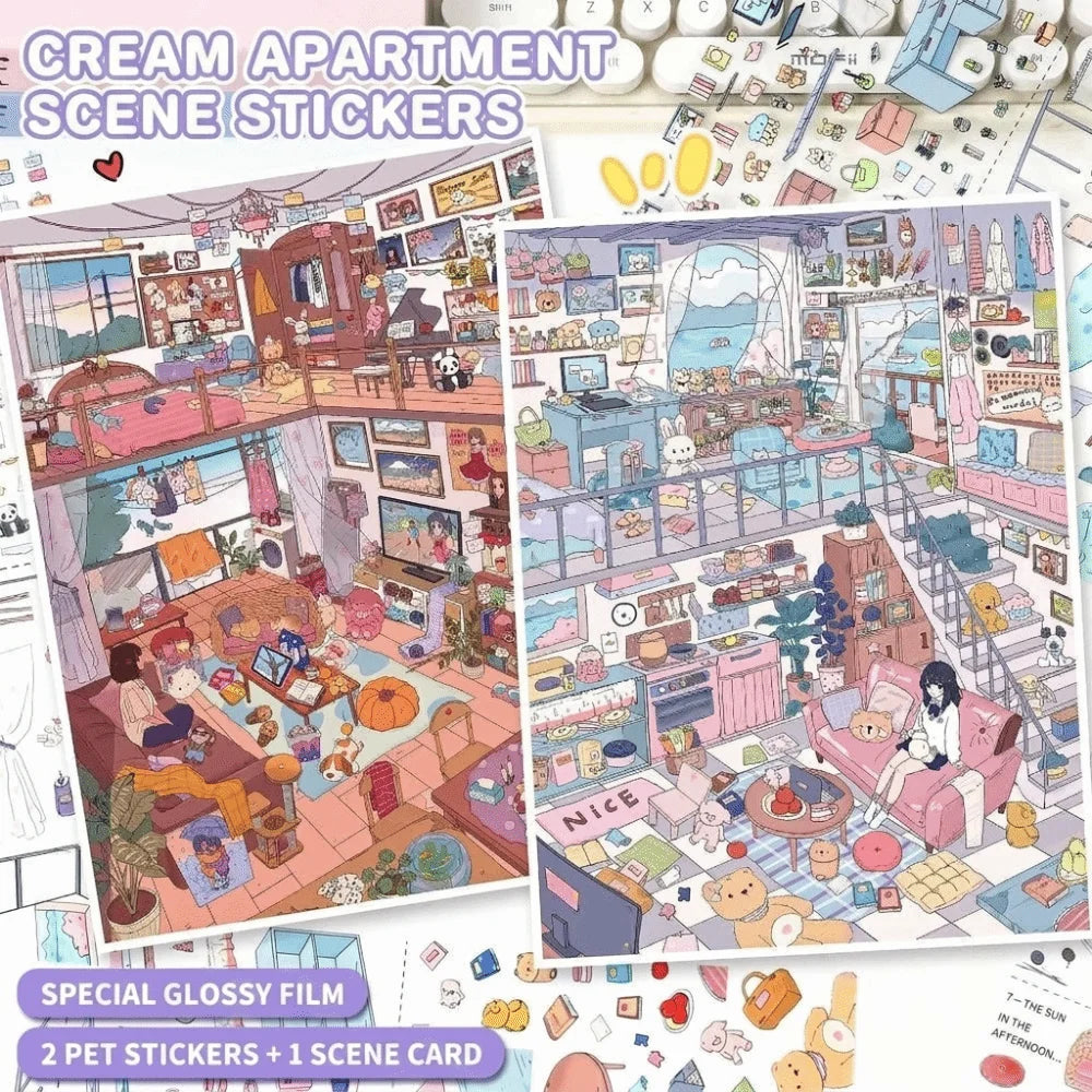 3D Miniature Landscape PET Stickers – 2 Themes, Waterproof Craft Sticker Set Nixie