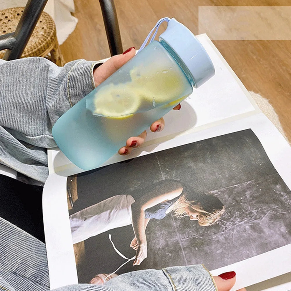 600ml Reusable Plastic Water Bottle with Carry Strap, Matte