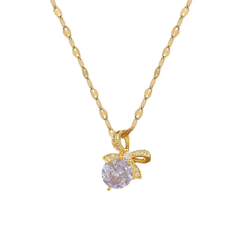 Butterfly Knot Pendant Choker Necklace | Gold Stainless Steel Pendant Necklace Nixie