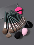 18-Piece Professional Makeup Brush Set – Eyeshadow & Face Makeup Brush Set Nixie green