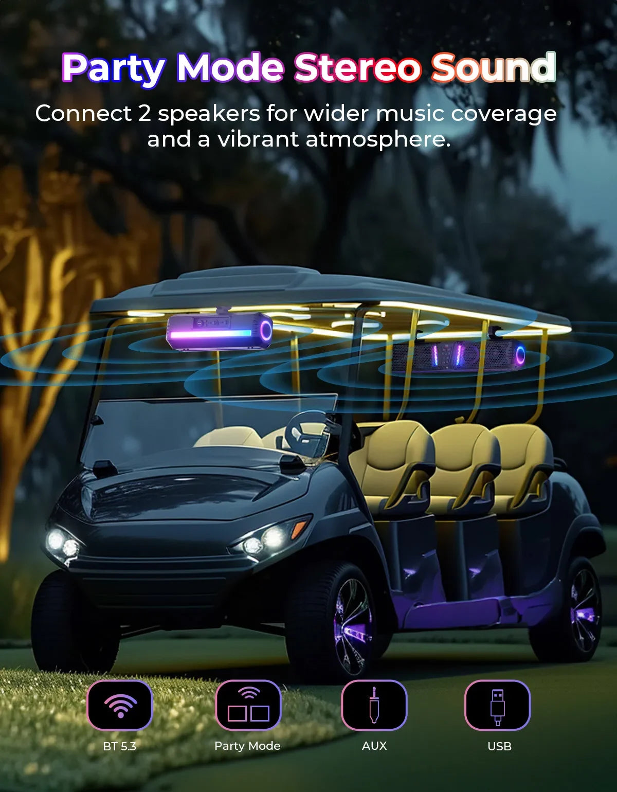 32" UTV Sound Bar IP66 Waterproof Bluetooth RGB – Fits ATV Roll Bar UTV Sound Bar Nixie