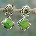 Turquoise Glass Stud Earrings – Vintage Style Fashion Jewelry Stud Earrings Nixie green