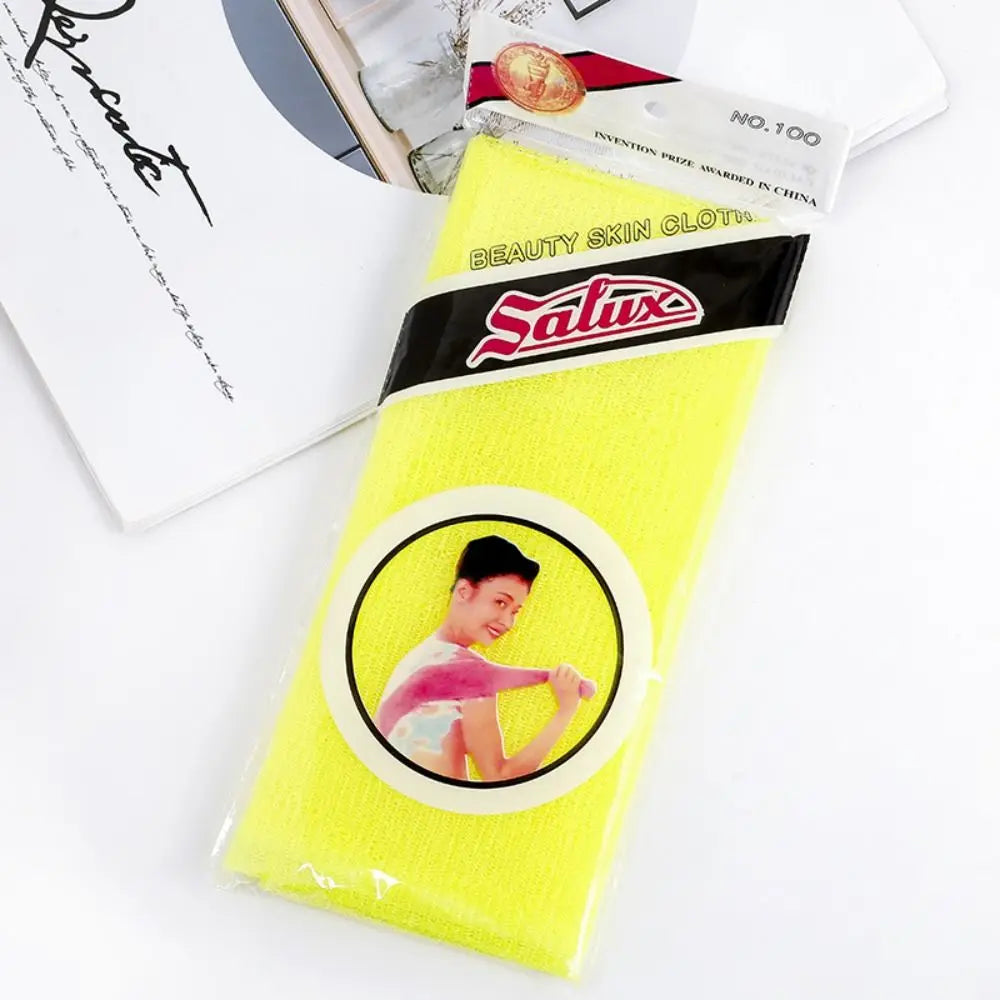 Nylon Long Back Scrubber Exfoliating Bath Sponge Net 90cm Bath Scrubber Net Nixie yellow
