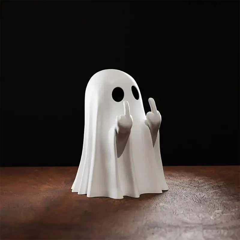 Cute Halloween Ghost Resin Statue – Mini Desktop Shelf Décor Halloween Resin Ornament Nixie