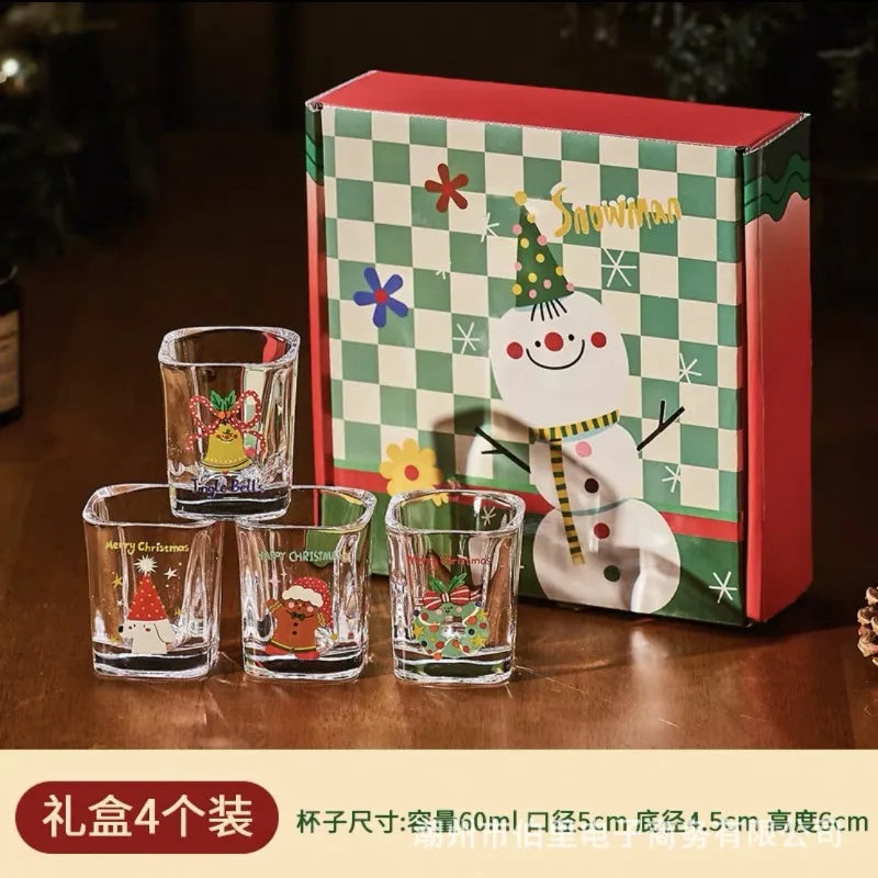 Christmas Cartoon Glass Red Wine Cup Gift Box Set Wine Glass Set Nixie MULTI 51-100ml