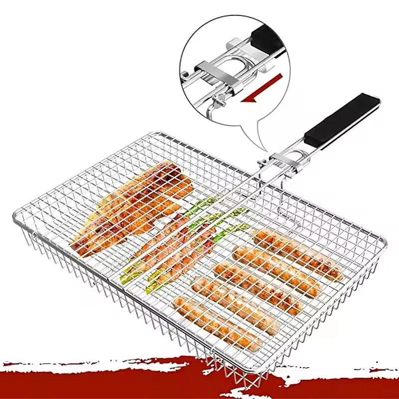 BBQ Grill Basket – Heavy Duty Stainless Steel Barbecue Turner