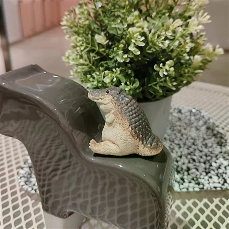 Handmade Purple Clay Crocodile Tea Pet Ornament | Tea Decor Tea Pet Figurine Nixie