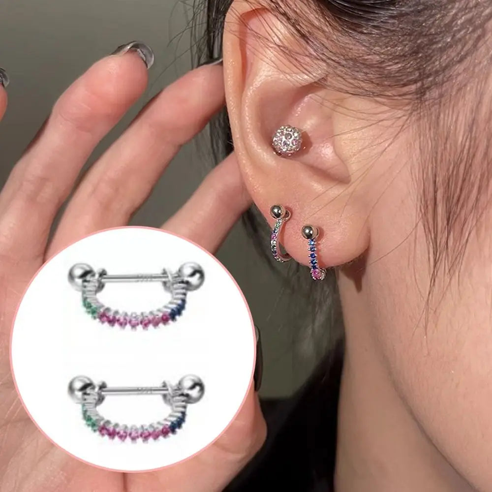 CZ Piercing Earrings Silver Zircon Fashion Jewelry for Women CZ Piercing Earrings Nixie