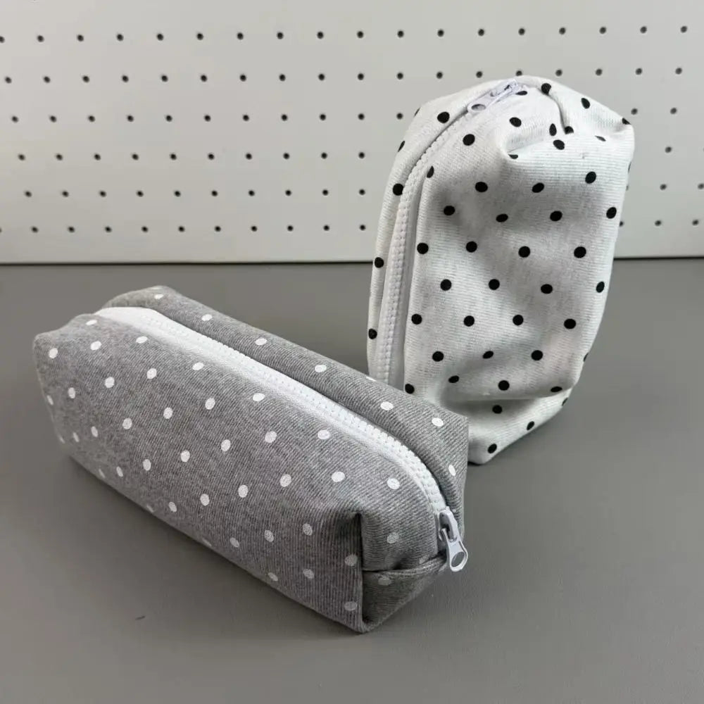 Korean Polka Dot Pencil Case – Large Capacity Fabric Pen Bag