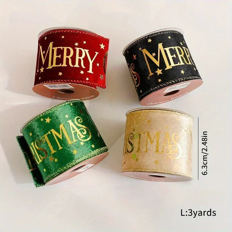 Christmas Velvet Ribbon for Crafts & Gift Wrapping – 3 Yards Craft Ribbon Nixie