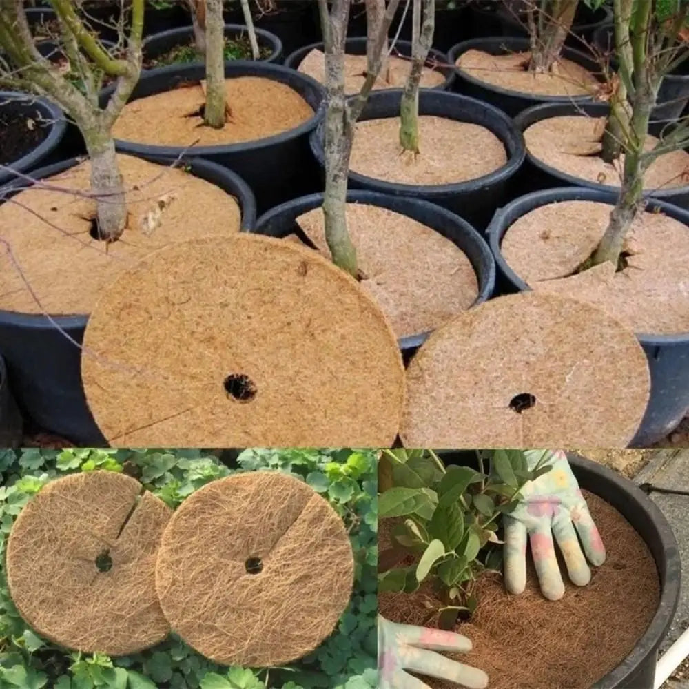 Natural Coconut Fiber Pot Mat – Weed Barrier Mulch Disc Garden Mulch Mat Nixie