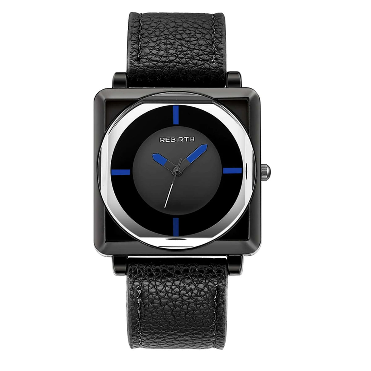REBIRTH Women's Retro Square Quartz Watch – Leather Strap Women's Quartz Watch Nixie black
